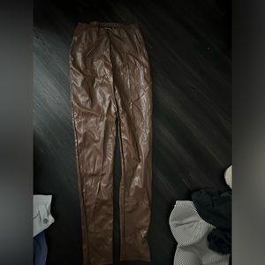 Brown leather leggings